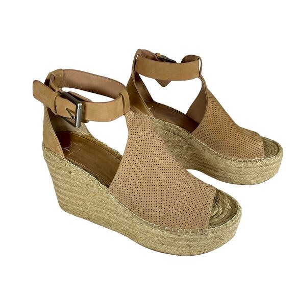 Marc Fisher LTD Annie Espadrille Perforated Leather Platform Wedges - Size 10 - Picture 10 of 10